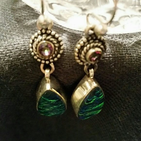 .925 Silver Rainbow Topaz & Fire Opal Triplet - Picture 2 of 4